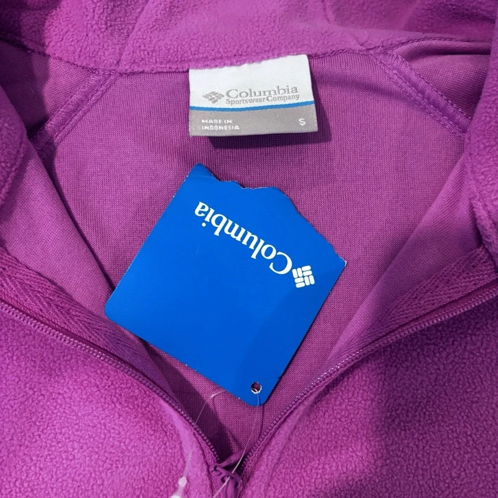New Columbia Pink Quarter Zip Fleece Pullover Soft Warm Lightweight Size Small - Picture 7 of 10